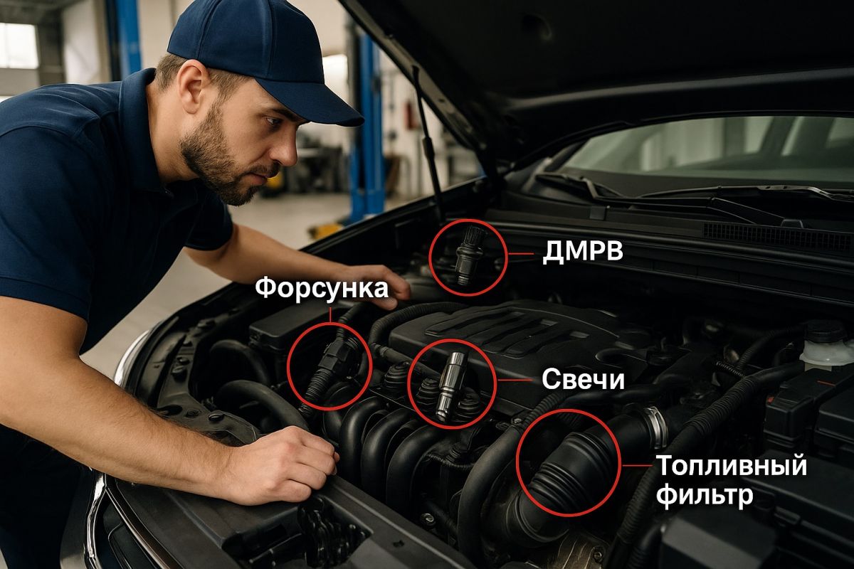 Инфографика с визуализацией основных причин провалов при нажатии на педаль газа