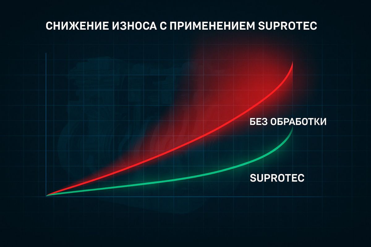 График сравнения износа деталей с применением и без применения защитных составов